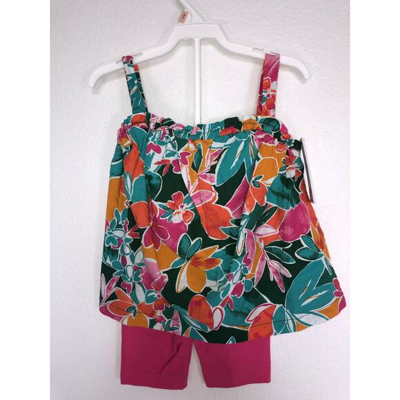 Carters Two Piece Tropical Print Top and Pink Shorts - 24M - Picture 2 of 4